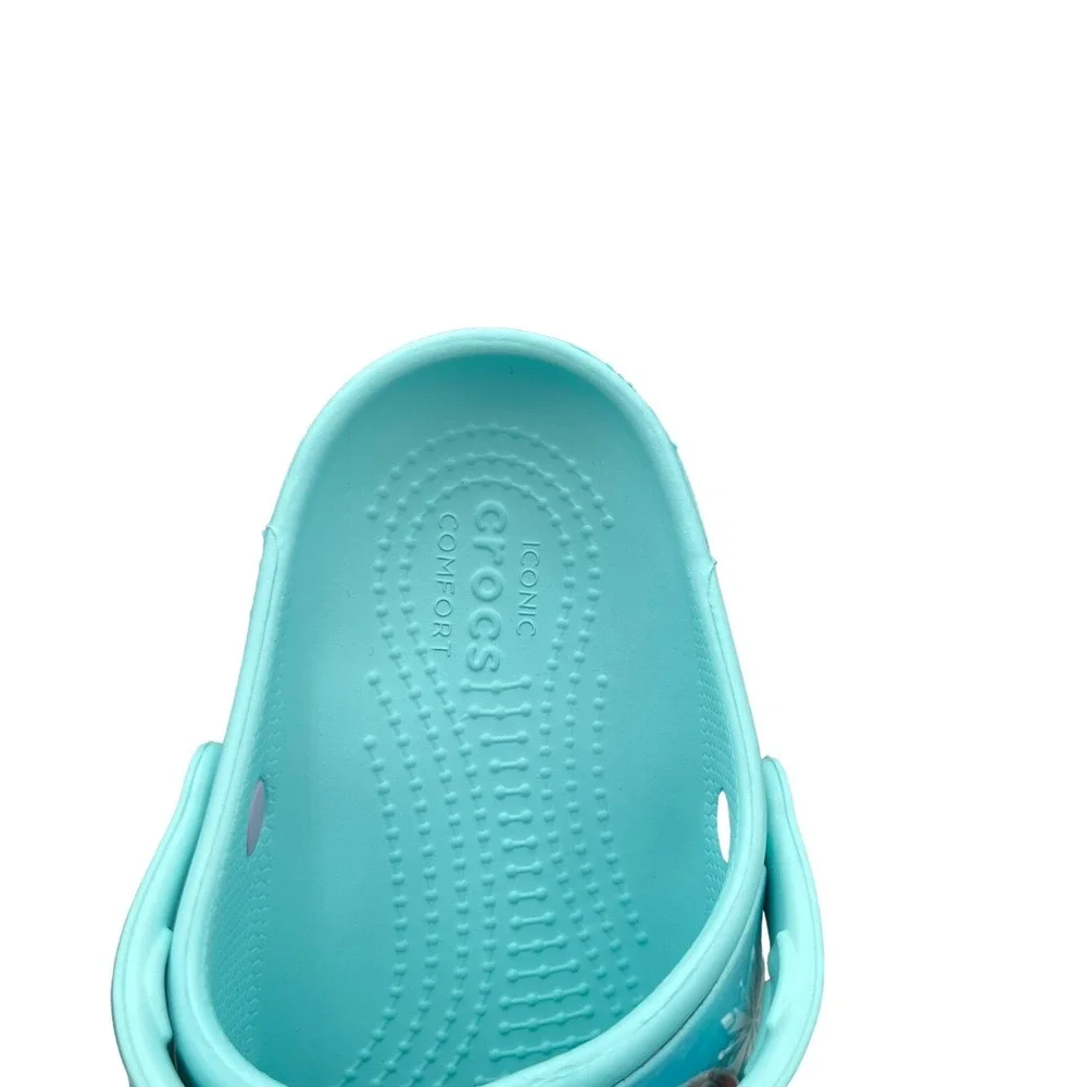 Crocs‎ Disney Frozen 2 Youth Girls Slip on Clogs Size 2 (J2) Ice Blue-Multi